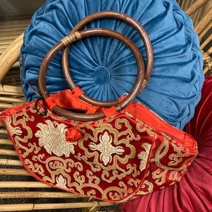 Vintage Asian Purse with Bamboo Handles